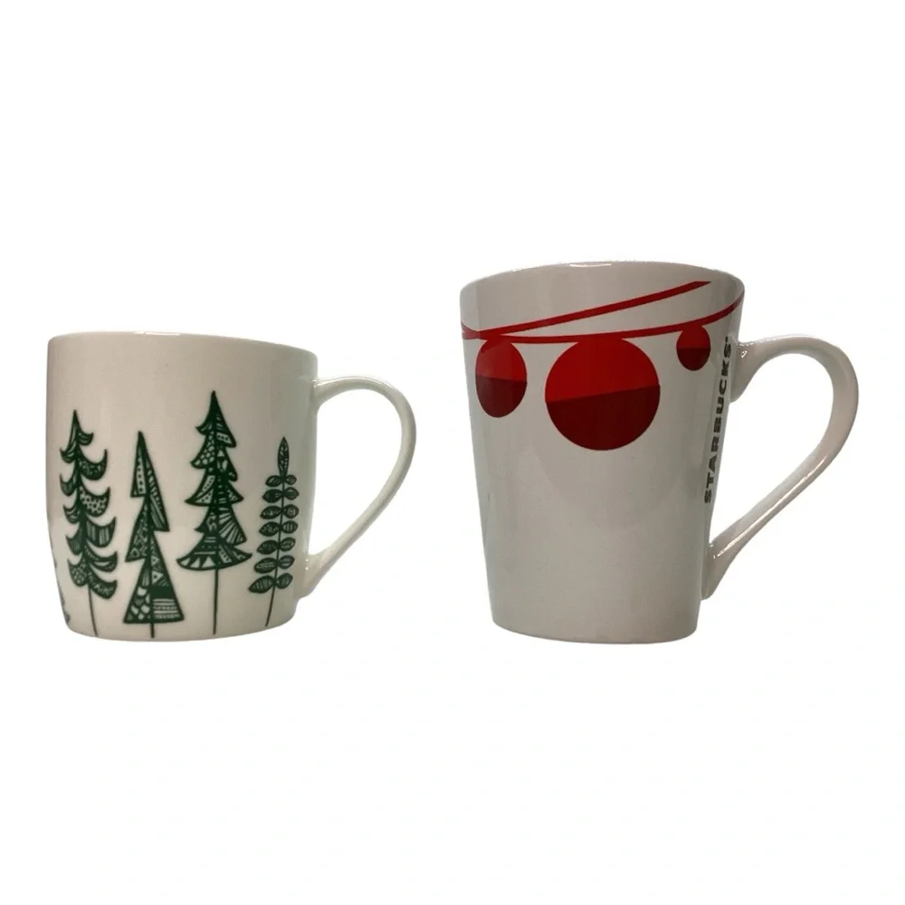 2 Starbucks Christmas Holiday Coffee Mug Tea‎ Cups